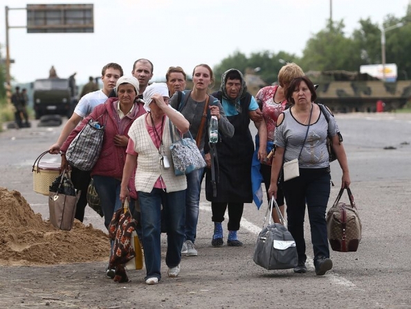 Беженцы в городе Красный Сулин Ростовской области 